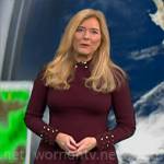 Kelly Cass’ burgundy long sleeve dress on CBS Mornings