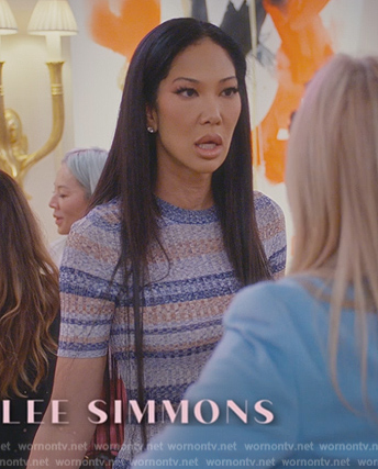 Kimora Lee Simmons's blue stripe knit dress on Paris in Love