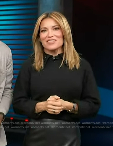 Kit's black embellished collar sweater on Access Hollywood