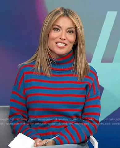 Kit's blue stripe sweater on Access Hollywood