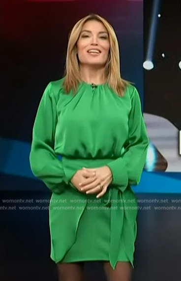 Kit's green tie waist dress on Access Hollywood