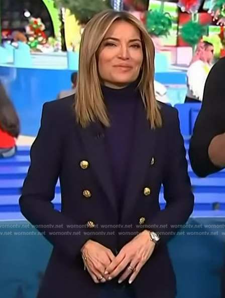 Kit’s navy double breasted blazer on Access Hollywood