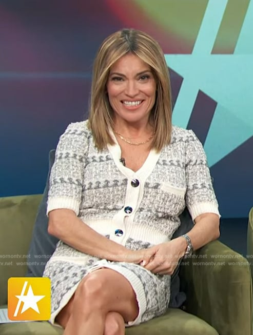 Kit's ivory button front knit sweater dress on Access Hollywood