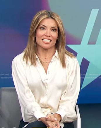 Kit’s white tie front blouse on Access Hollywood