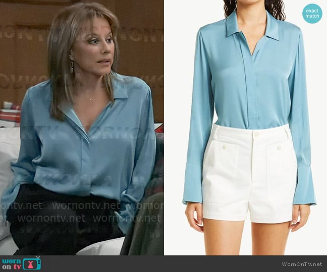 Kobi Halperin Liv Blouse in Slate worn by Alexis Davis (Nancy Lee Grahn) on General Hospital