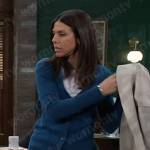 Kristina’s teal blue v-neck cardigan on General Hospital