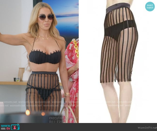 La Perla Graphique Couture Sheer Stripe Skirt worn by Lisa Hochstein (Lisa Hochstein) on The Real Housewives of Miami