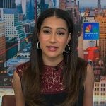 Morgan’s black dress with burgundy lace panel on NBC News Daily