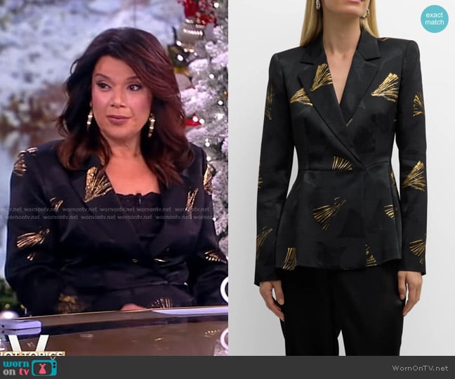 Lafayette 148 New York Metallic Jacquard Peplum Blazer worn by Ana Navarro on The View