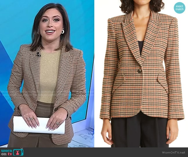 L'Agence Chamberlain Houndstooth Blazer worn by Chloe Melas on Today