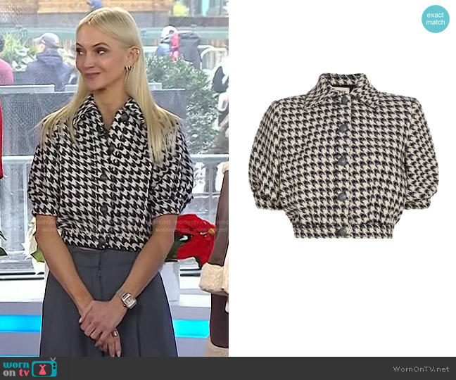 L'Agence Cove Houndstooth Short Sleeve Jacket worn by Zanna Roberts Rassi on Today