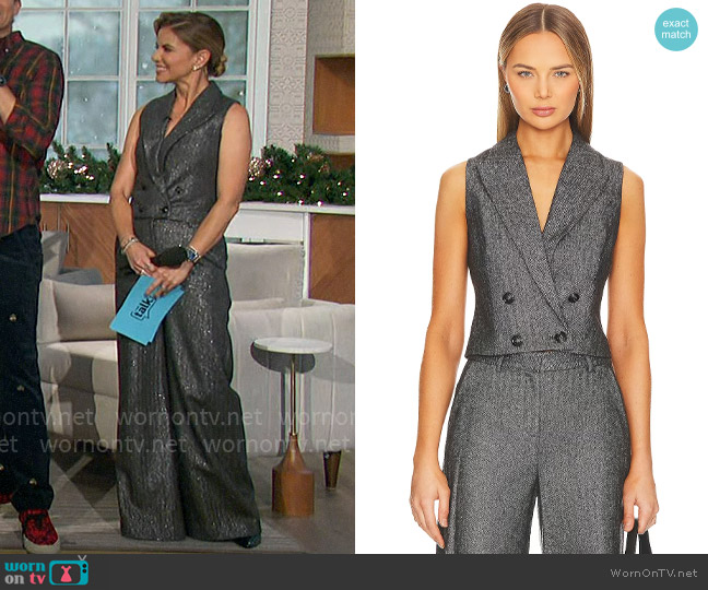 L'Agence Fable Double Breasted Vest in Grey worn by Natalie Morales on The Talk