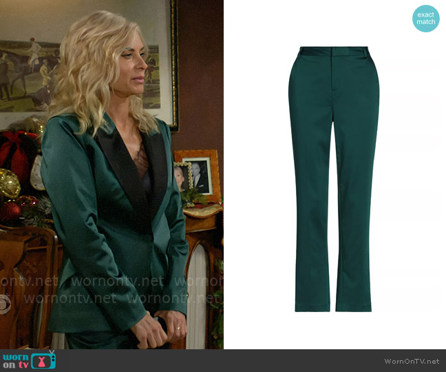 L'Agence Logan Trousers In Botanical Green worn by Ashley Abbott (Eileen Davidson) on The Young and the Restless