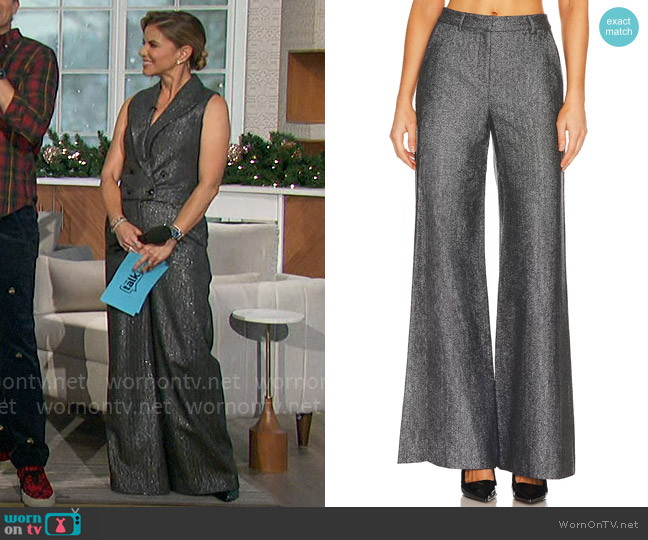 L'Agence Pilar Wide Leg Pant in Grey worn by Natalie Morales on The Talk