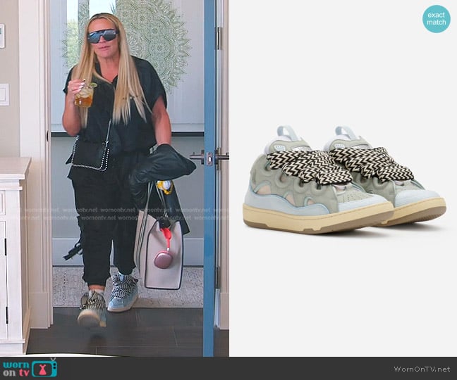 Lanvin Leather Curb Sneakers in Light Blue worn by Heather Gay on The Real Housewives of Salt Lake City