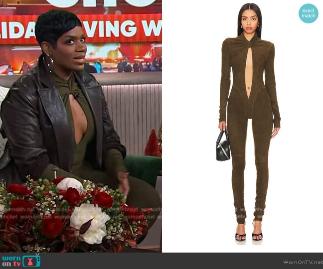 LAQuan Smith Front Keyhole Jumpsuit worn by Fantasia Barrino on The Kelly Clarkson Show