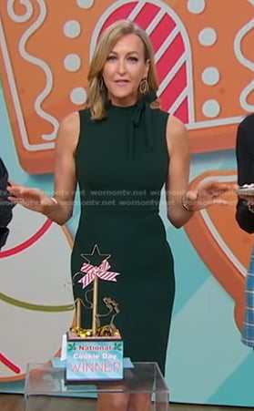 Lara’s green bow neck sheath dress on Good Morning America