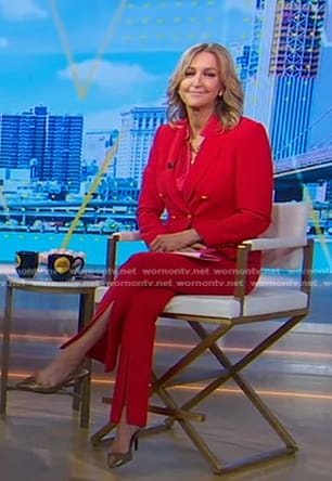 Lara’s red blazer and slit pants on Good Morning America