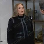 Laura's black leather trim jacket on General Hospital