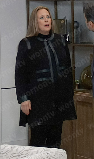 Laura’s black leather trim jacket on General Hospital