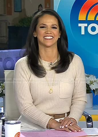 Laura’s beige ribbed sweater on Today