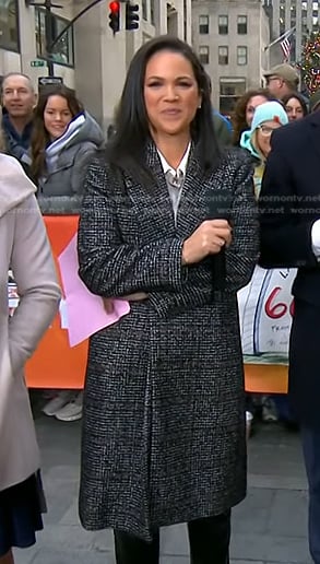 Laura’s black plaid coat on Today