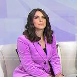 Liz Kreutz’s pink velvet blazer and pants on Today