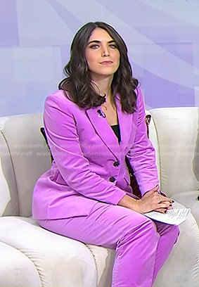 Liz Kreutz’s pink velvet blazer and pants on Today