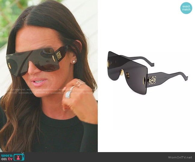 Loewe Anagram Mask Sunglasses worn by Lisa Barlow on The Real Housewives of Salt Lake City