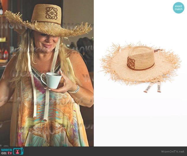 Loewe Anagram Fringe Raffia Sun Hat worn by  on The Real Housewives Ultimate Girls Trip