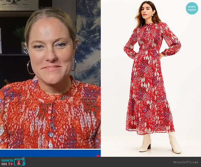 Loft Garden Smocked Bodice Tiered Maxi Dress worn by Kelley Kitley on NBC News Daily