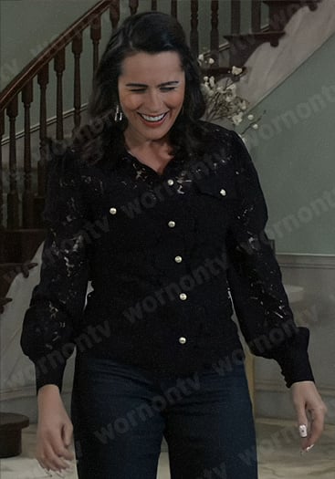 Lois's black lace button down blouse on General Hospital