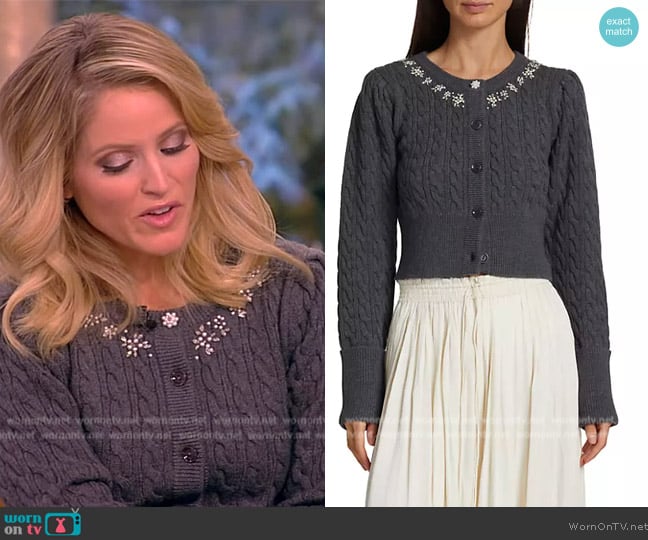 Loveshackfancy Rumi Cropped Wool Cardigan worn by Sara Haines on The View