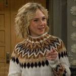 Lucy’s cream fair isle sweater on The Young and the Restless