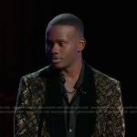 Mac Royals’s metallic plaid velvet blazer on The Voice