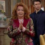 Maggie’s metallic floral blazer and skirt on Days of our Lives