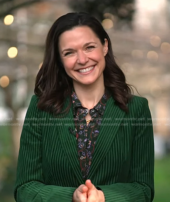 Maggie Rulli's green velvet blazer and floral dress on Good Morning America