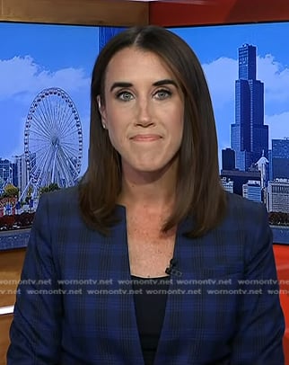 Maggie Vespa’s blue checked blazer on NBC News Daily