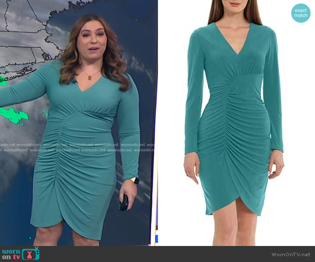 WornOnTV: Violeta’s green ruched sheath dress on NBC News Daily ...