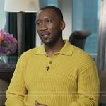 Mahershala Ali’s yellow waffle polo sweater on Today