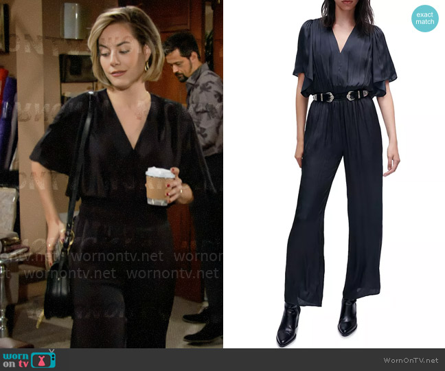 Maje Pachela Flutter Sleeve Jumpsuit worn by Hope Logan (Annika Noelle) on The Bold and the Beautiful