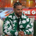 Maluma’s green floral embroidered jacket on The Kelly Clarkson Show