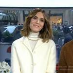 Mandy Moore’s white cropepd jacket and skirt on Today