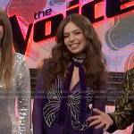 Mara Justine’s purple embellished bow top on The Voice