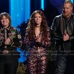 Mara Justine’s sequin jacket and pants on The Voice