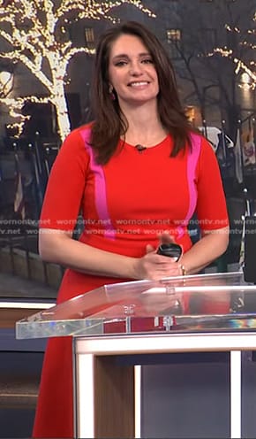 Maria’s red contrast panel dress on Today