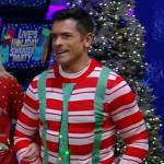 Mark’s striped ugly Christmas sweater on Live with Kelly and Mark