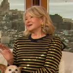 Martha Stewart’s gold sequin stripe sweater on The Drew Barrymore Show