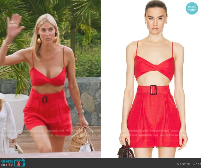 Matthew Bruch Twist Bandeau Crop Top worn by Kristen Taekman on The Real Housewives Ultimate Girls Trip