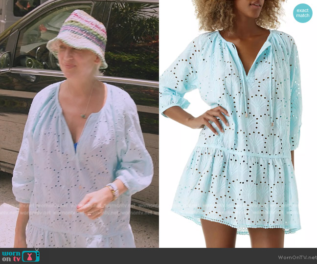 Melissa Odabash Ashley embroidered cotton minidress worn by Dorinda Medley on The Real Housewives Ultimate Girls Trip